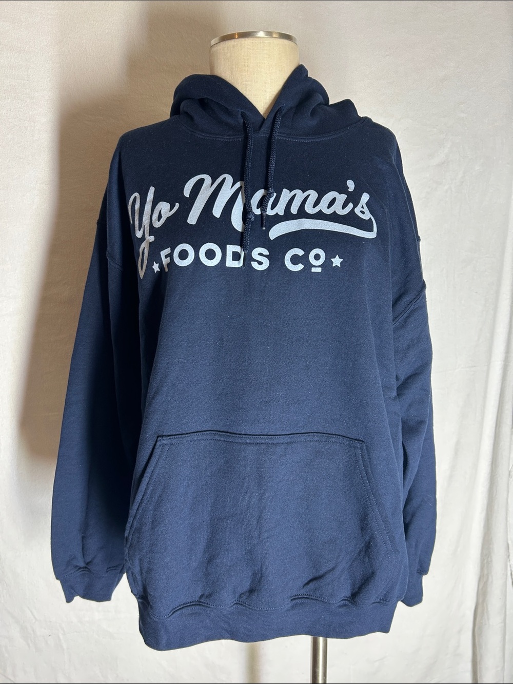 Gildan Navy Blue Crewneck Hoodie with White Script Logo